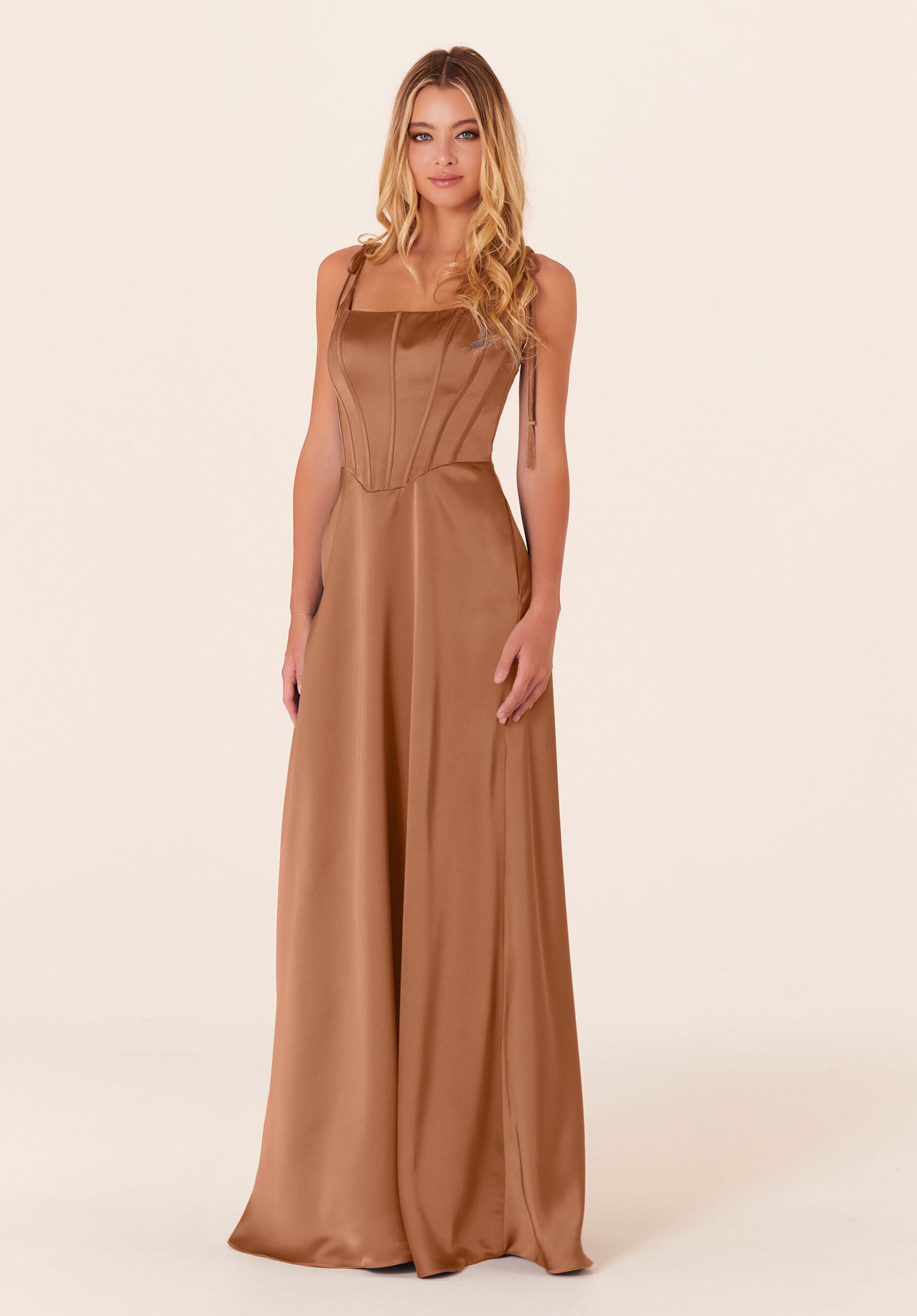 Formal Dresses A Line Corset Long Formal Dress Bronze-Satin-21822-Corset