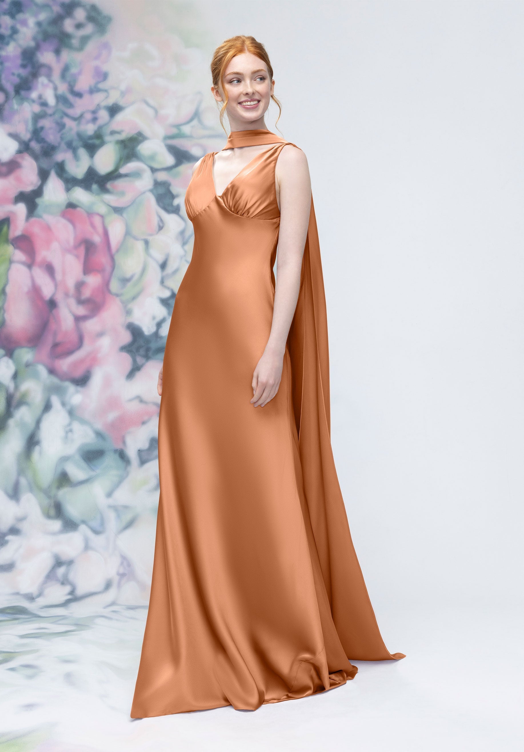Formal Dresses Evening Long Formal A Line Dress Bronze-Satin-3030016-Cowl
