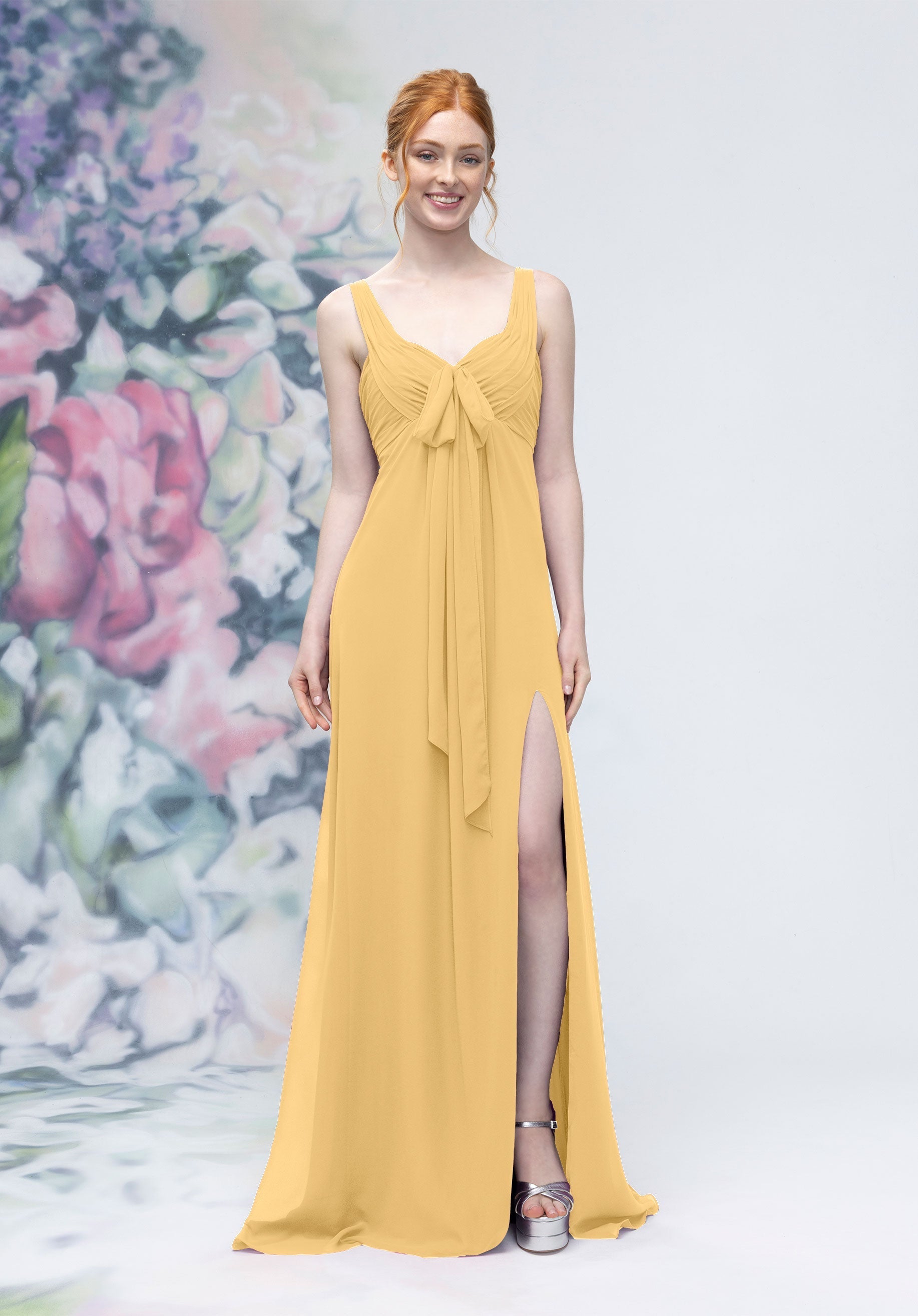 Formal Dresses Slit Long Formal A Line Dress Buttercup-Chiffon-3030009-Pleated