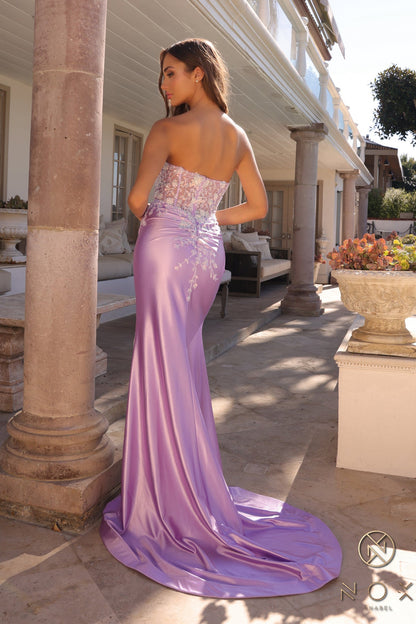 Prom Dresses High Slit Fitted Long Prom Dress Lilac