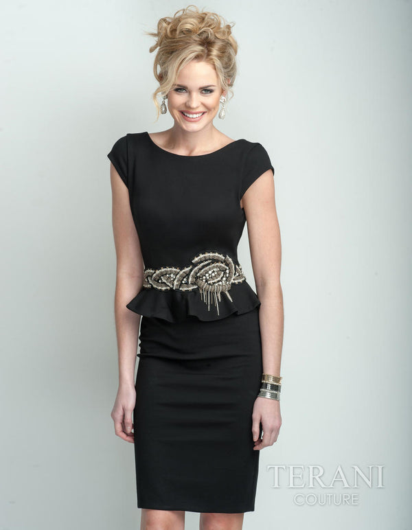 Terani Couture C3678 Cap Sleeve Short Dress