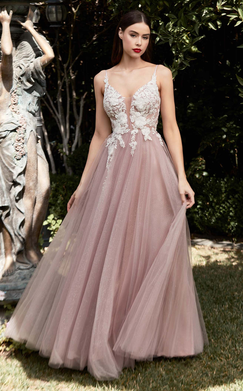 Prom Dresses Floral Long Formal A Line Prom Dress Mauve