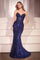 Prom Dresses Long Fitted Sequin Beaded Formal Prom Dress Navy