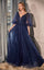 LaDivine CD0182 Long Sleeve Mother of the Bride Long Tulle Dress