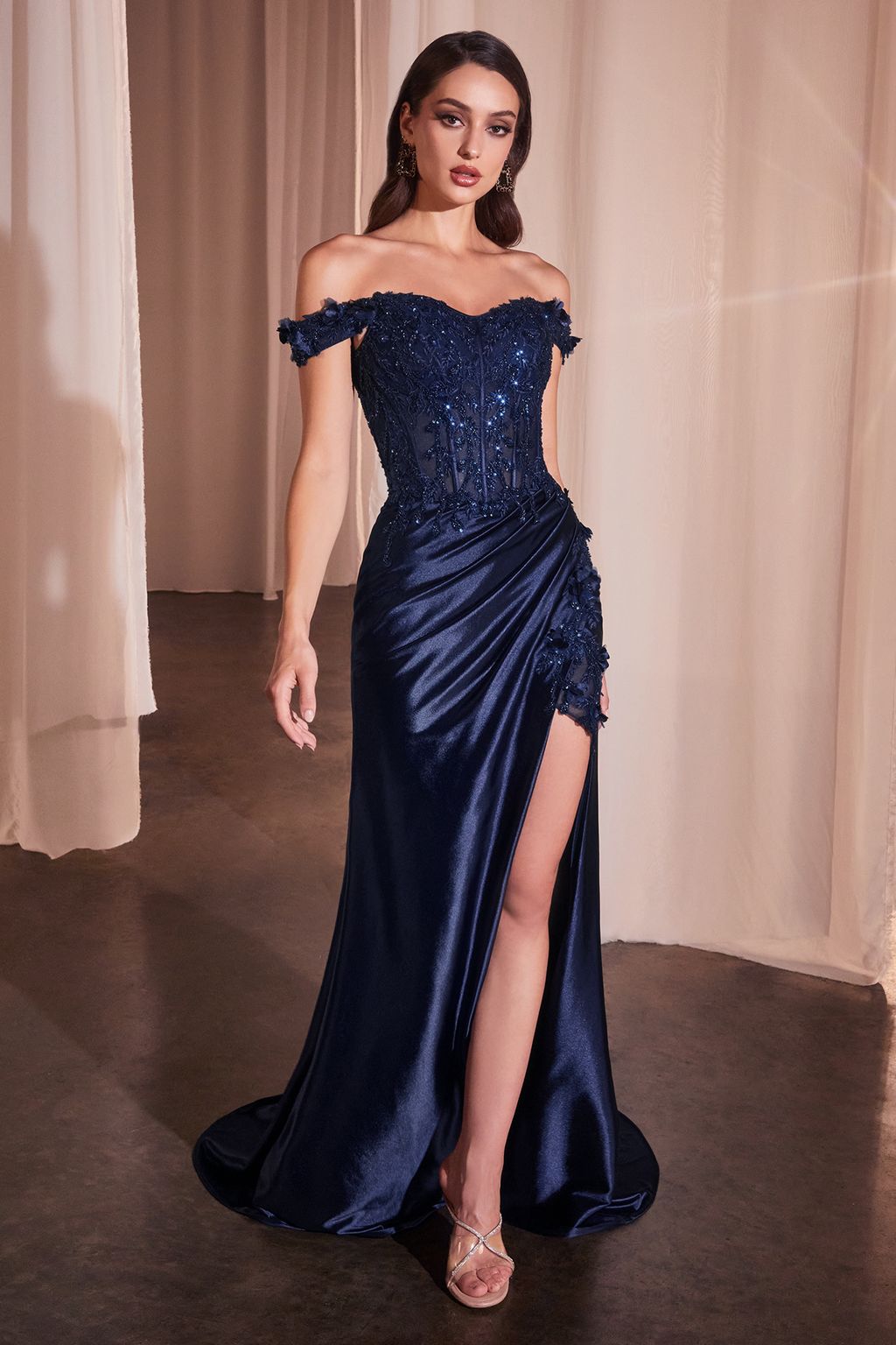 Prom Dresses Corset Long Prom Dress Navy Navy