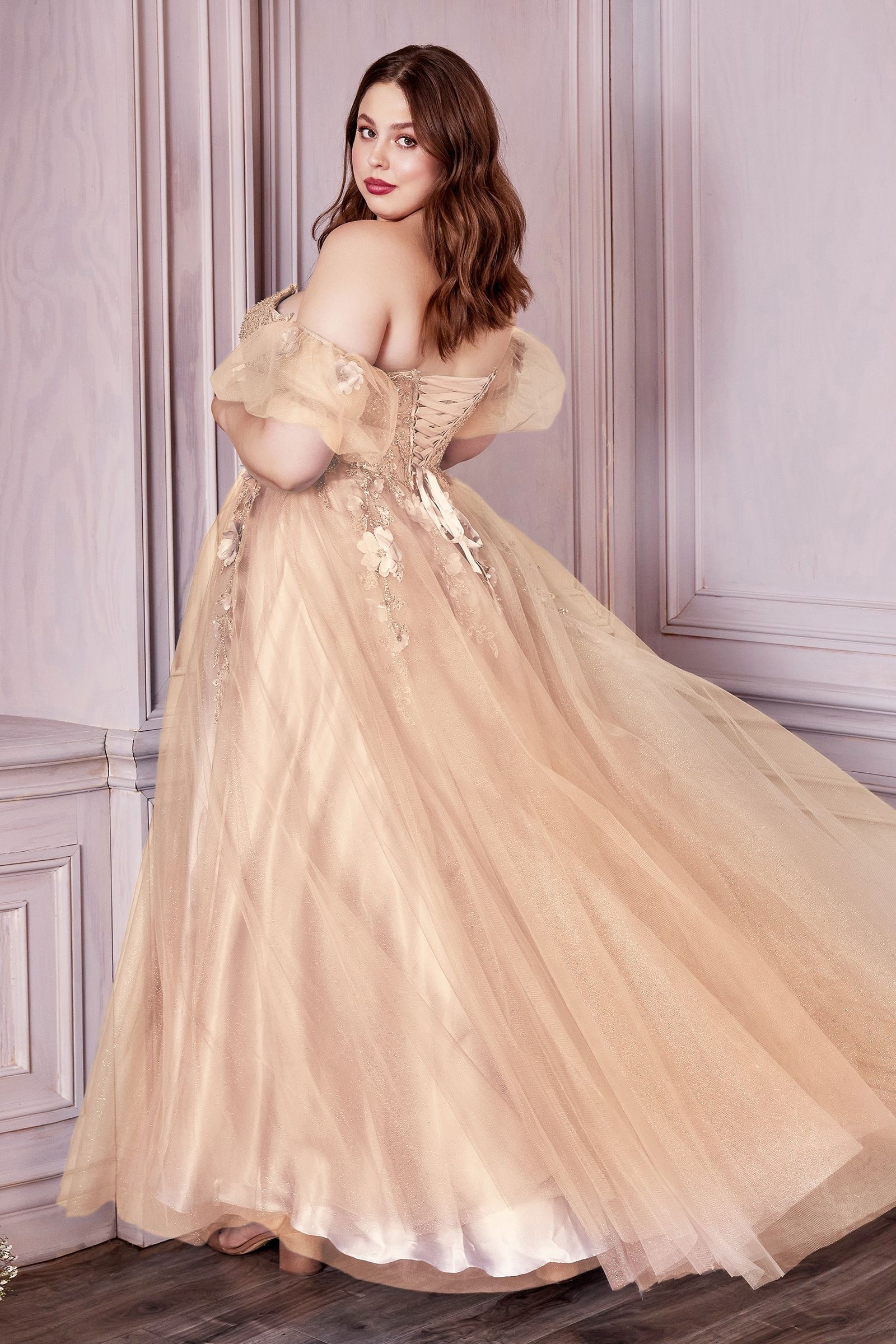 Strapless 3D Floral Formal Long Plus Size Prom Dress by LaDivine CD019 The Dress Outlet Strapless 3D Floral Formal Long Plus Size Prom Dress by LaDivine CD019 The Dress Outlet