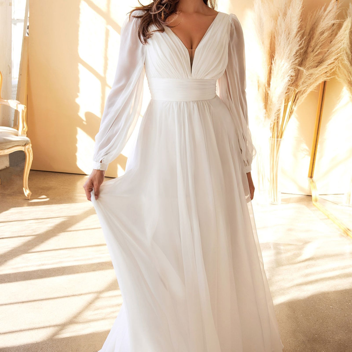 LaDivine CD0192W Flowy Long Bridal A Line Wedding Dress – The Dress Outlet