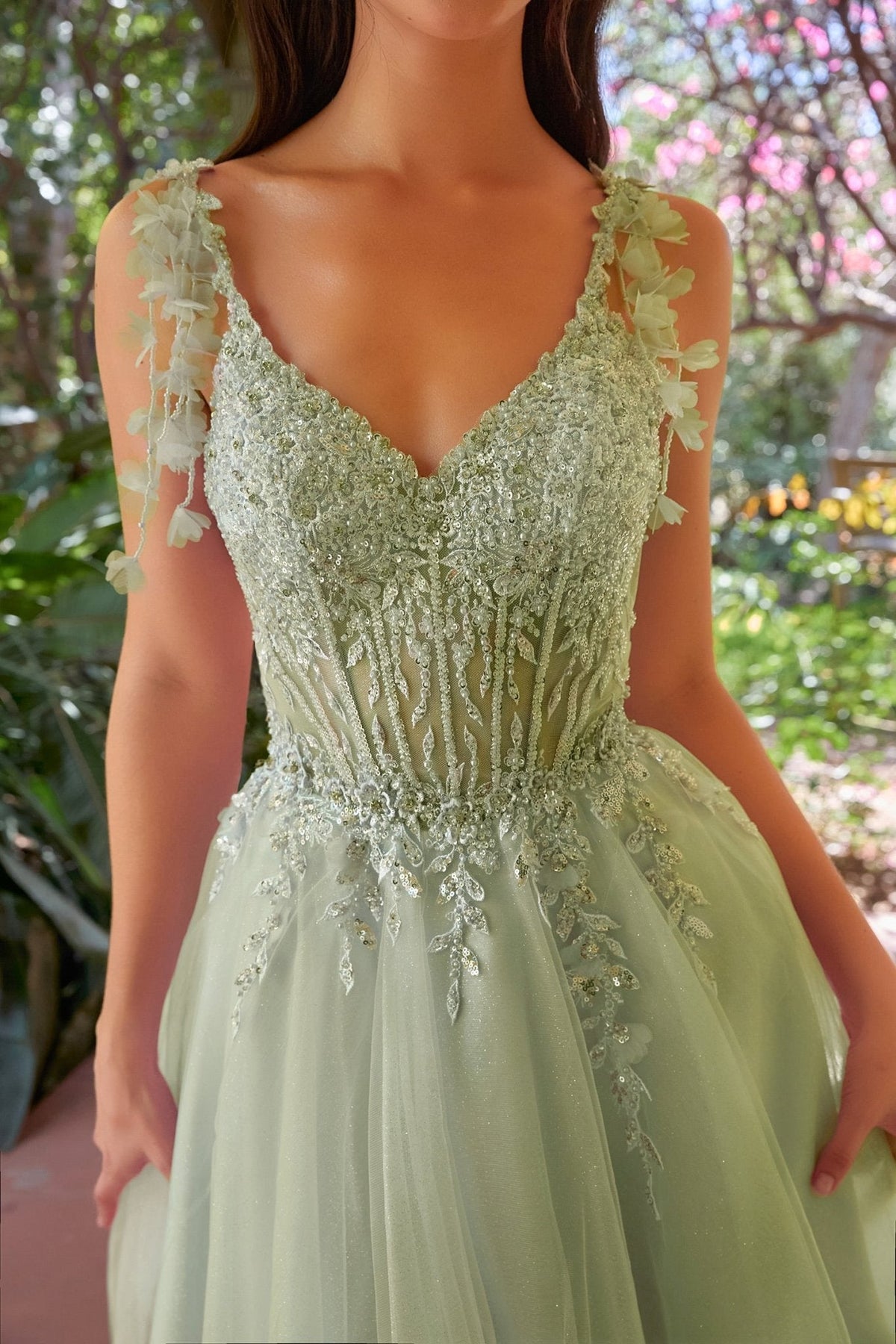 LaDivine Beaded Illusion Corset Short Homecoming Dress CD0249