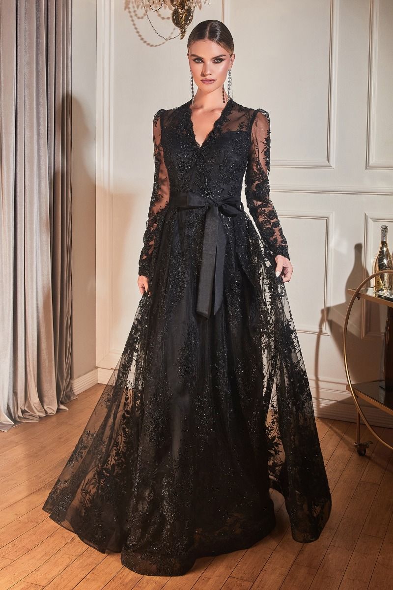 Long Sleeve Lace Floral Formal Dress by LaDivine CD233 The Dress Outlet Long Sleeve Lace Floral Formal Dress by LaDivine CD233 The Dress Outlet