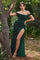 LaDivine CD236 Long Off Shoulder Velvet Gown