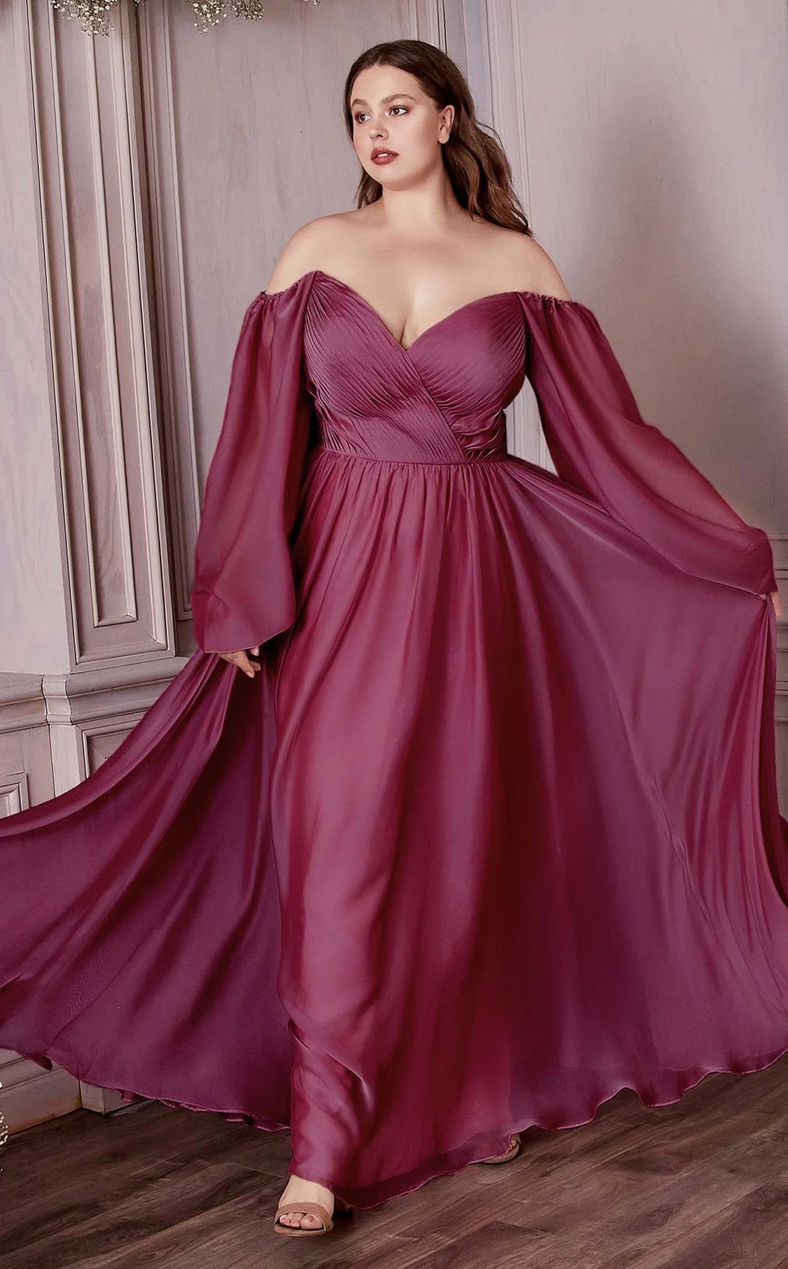 LaDivine CD243C Long  A Line Plus Size Formal Dress