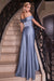 Formal Dresses Long Off Shoulder A Line Satin Dress Paris Blue