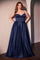 Plus Size Dresses A Line Corset Long Formal Plus Size Dress Navy