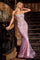 Prom Dresses Beaded Metallic Long Formal Fitted Prom Dress Pink