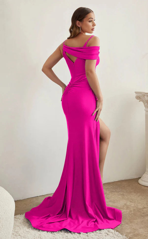 LaDivine CD881 Long Formal Evening Gown in Fuchsia