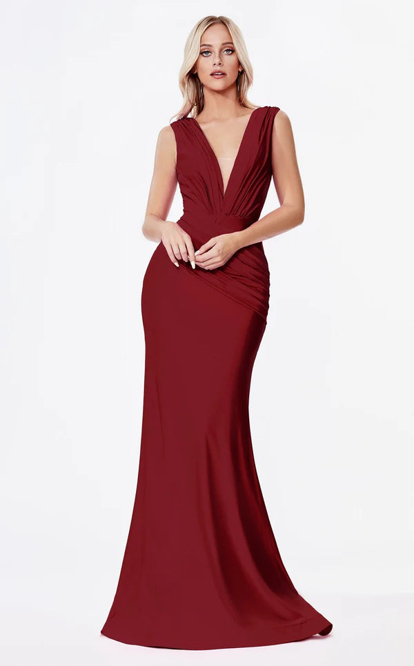 LaDivine CD912 Formal Long Dress in Burgundy