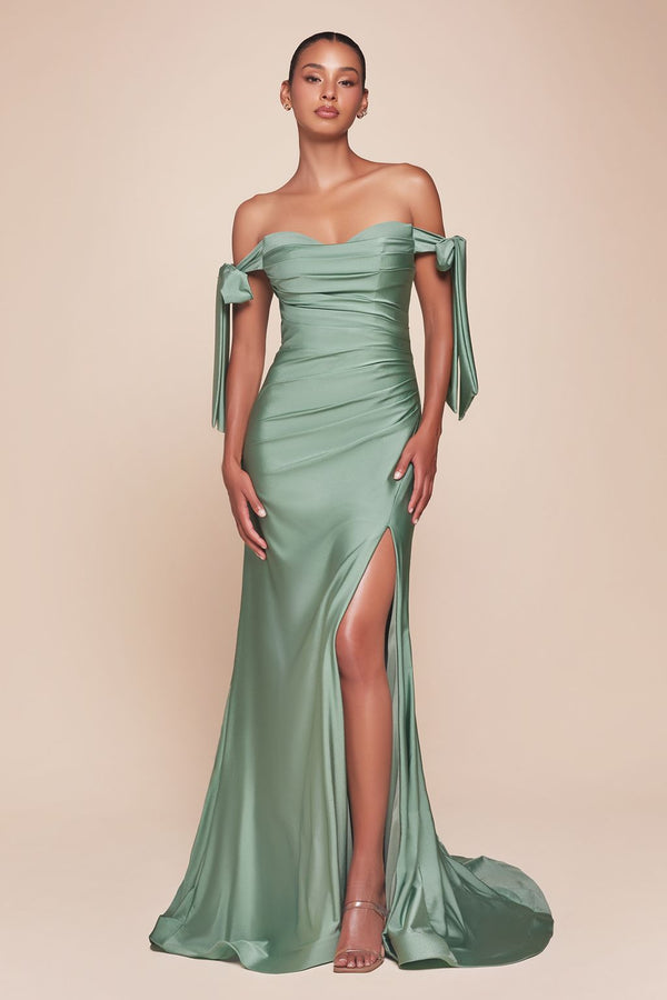 Prom Dresses Long Off Shoulder Prom Dress Dark Sage Dark Sage