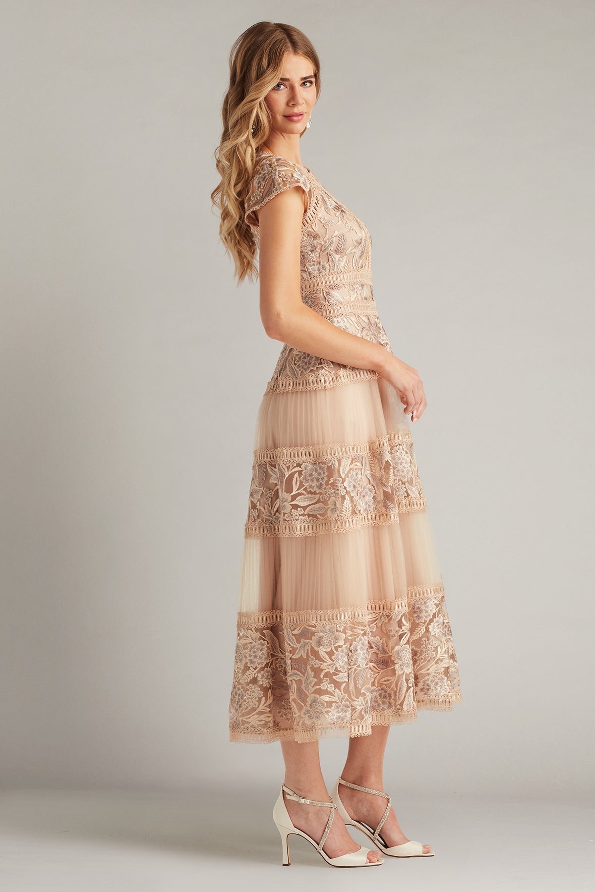 Crew High-Neck Midi Tulle Cocktail A-Line Tadashi Shoji CDP25752MD