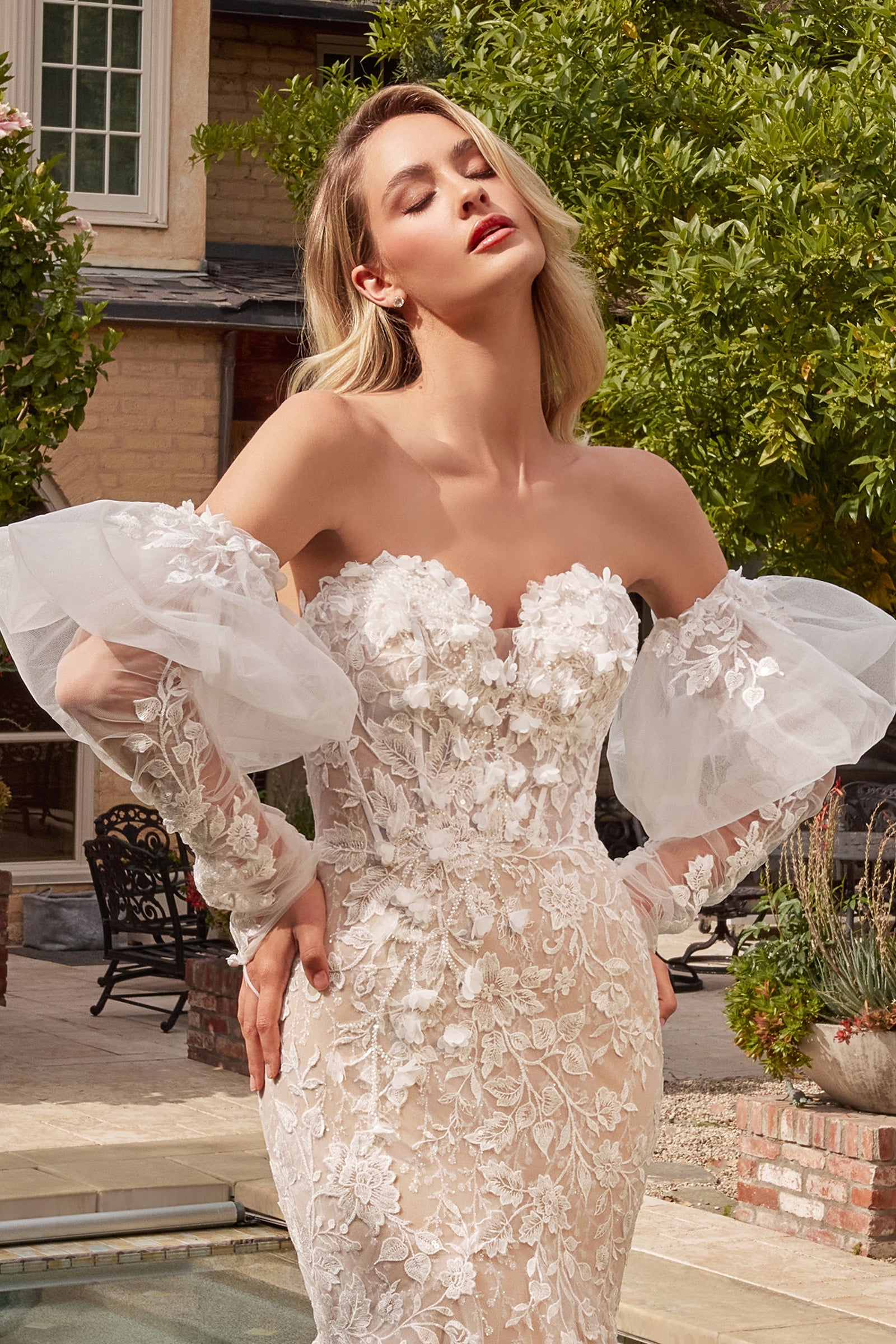 Wedding Dresses Long Mermaid Lace Wedding Dress Off White Nude
