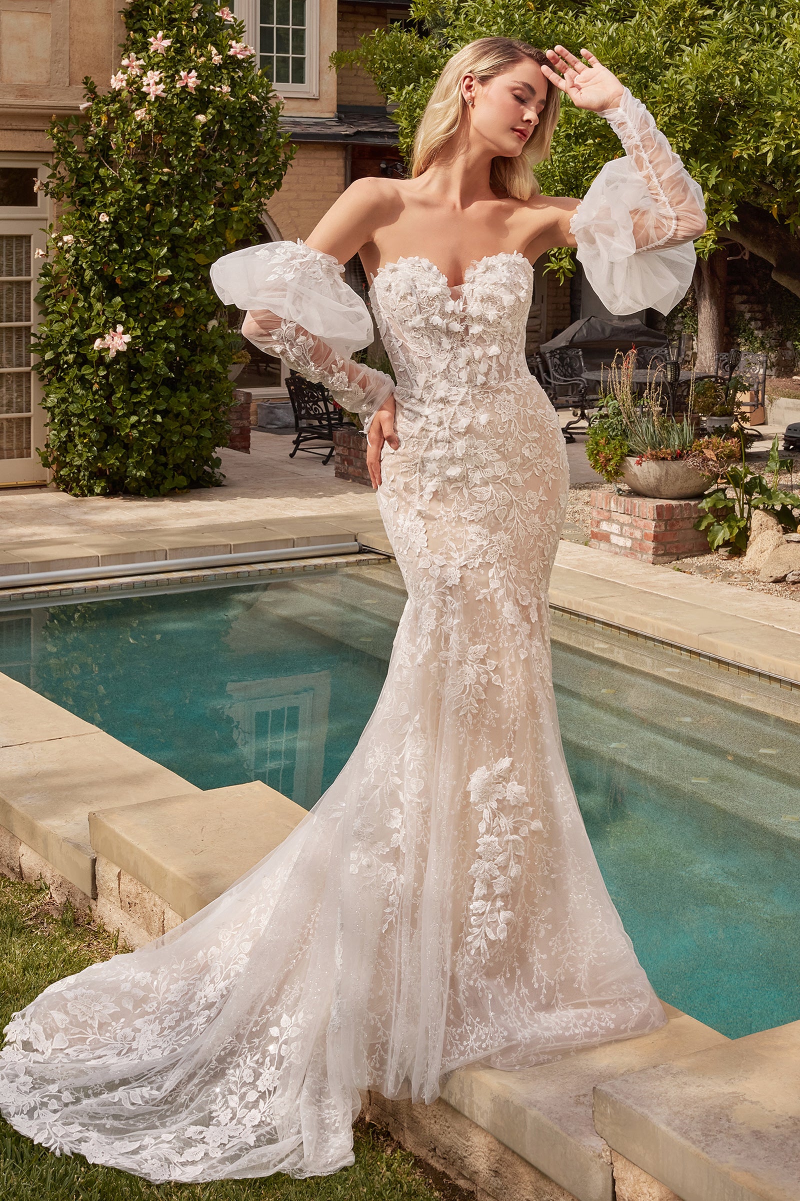 Wedding Dresses Long Mermaid Lace Wedding Dress Off White Nude