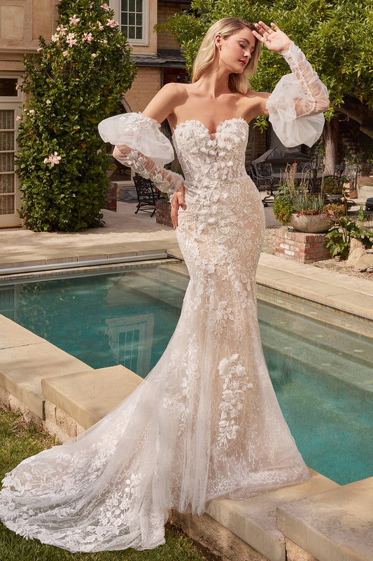 Wedding Dresses Long Mermaid Lace Wedding Dress Off White Nude