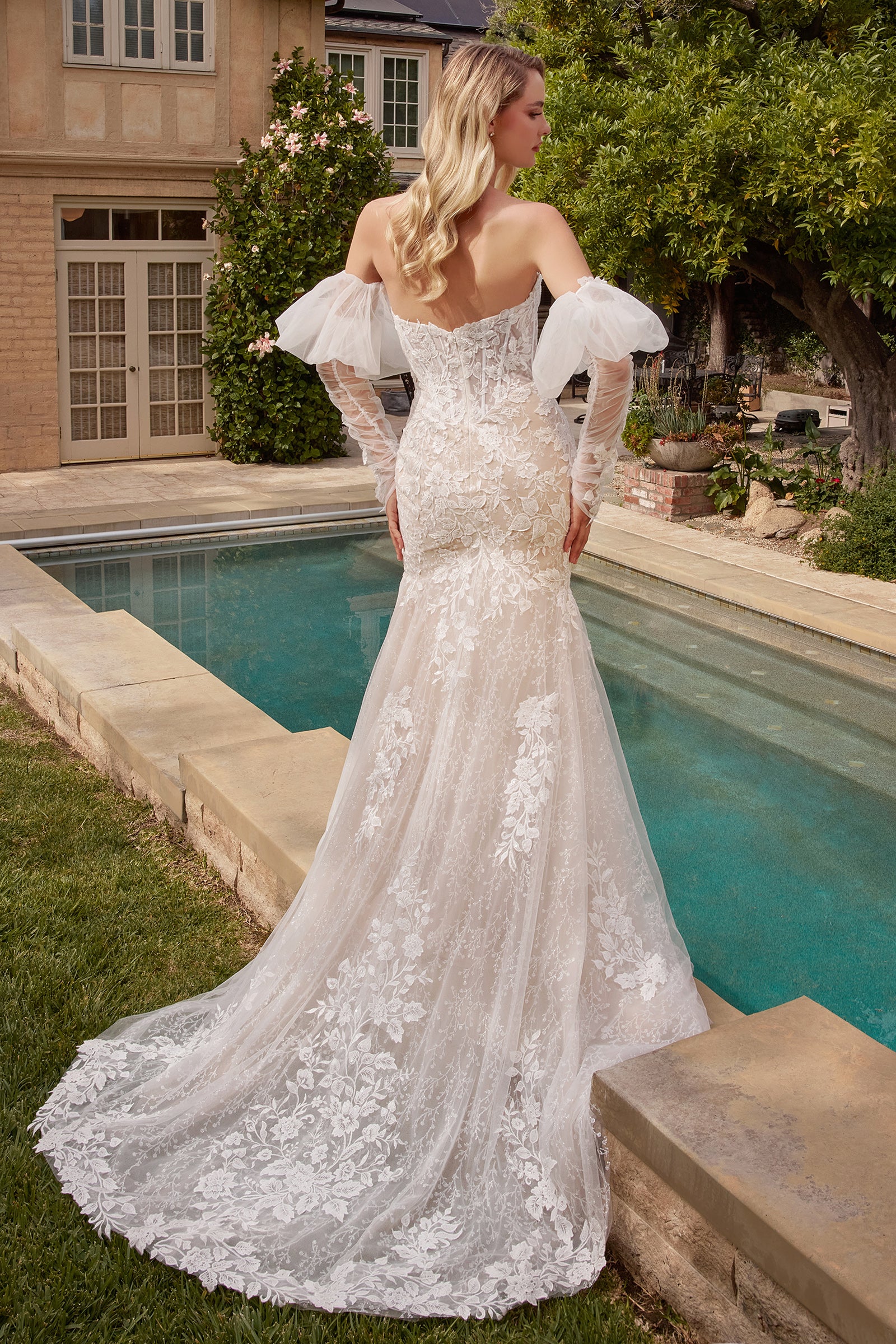 Wedding Dresses Long Mermaid Lace Wedding Dress Off White Nude