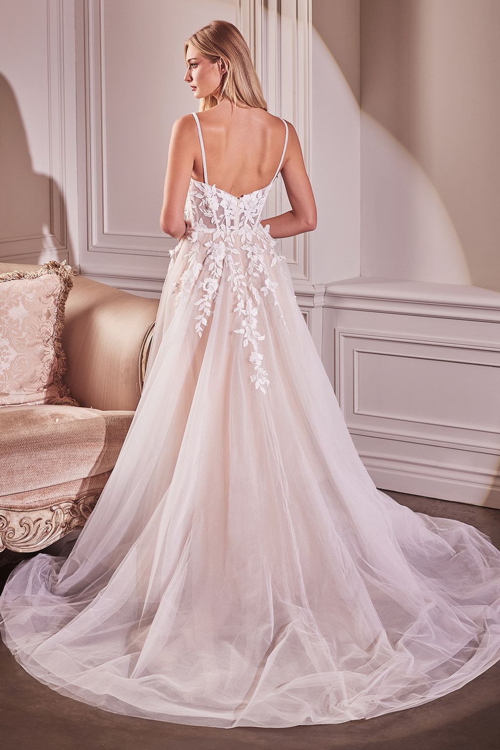 Wedding Dresses Long A Line Lace Applique Wedding Dress Off White Nude