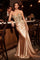 Prom Dresses Long Formal Beaded Applique Prom Dress Champagne Gold