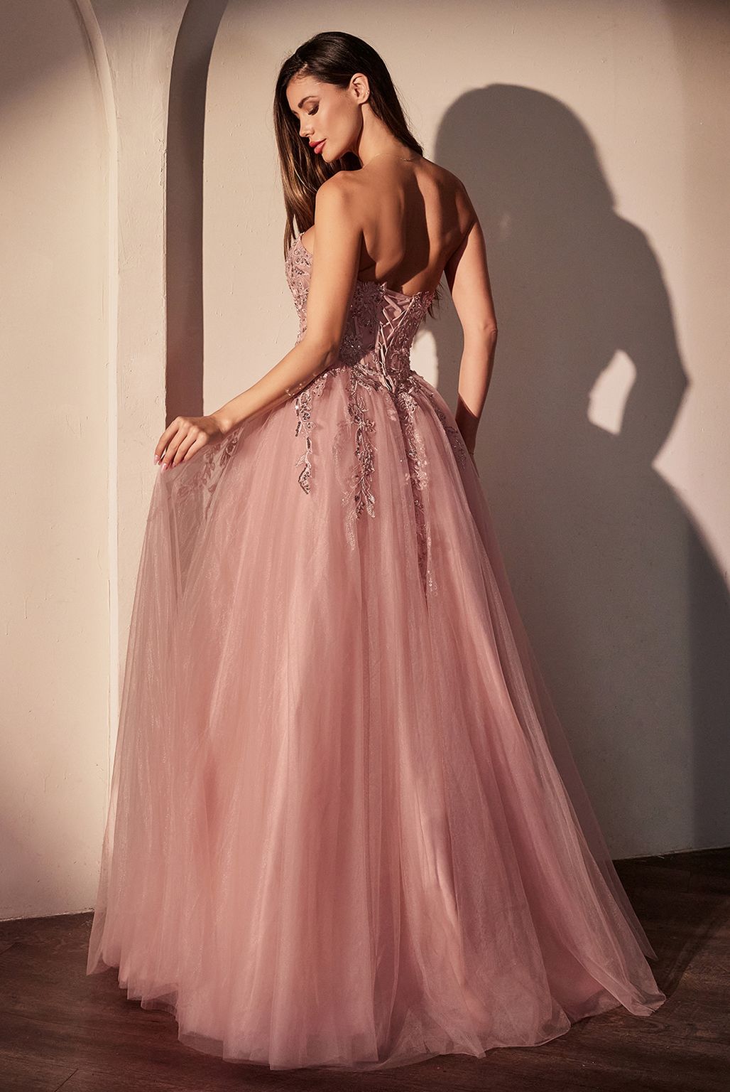 LaDivine S536 Long Formal A Line Corset Prom Dress
