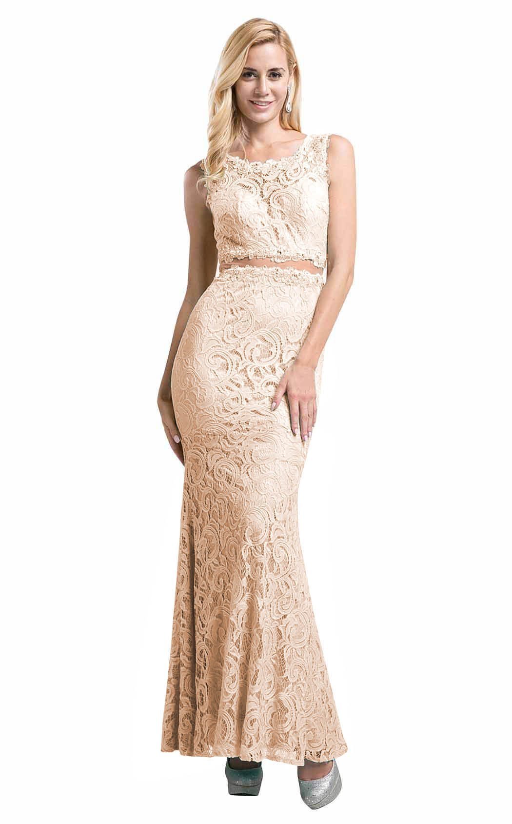Illusion Floor-Length Lace Evening Mermaid LaDivine CF067L