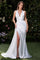 Wedding Dresses Long Simple Fitted Slit Wedding Dress Off White