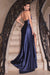 Navy M Cinderella Divine CH079 Long Satin Halter Prom Dress Sale