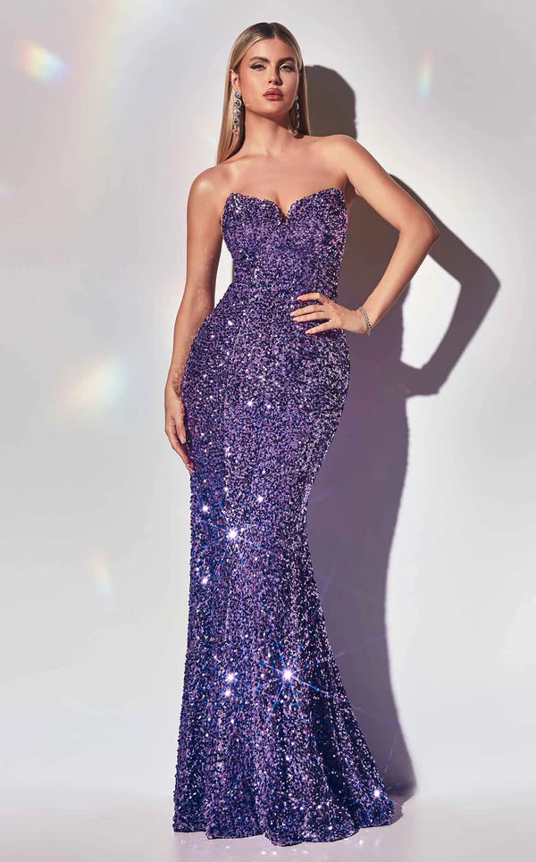 LaDivine CH151 Mermaid Long Sequins Prom Dress Lavender