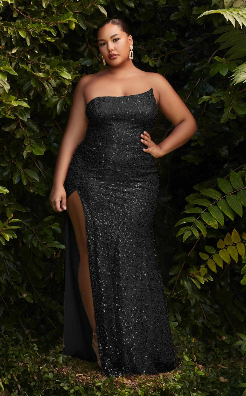 LaDivine CH165C Plus Size Strapless Sexy Long Dress in Black