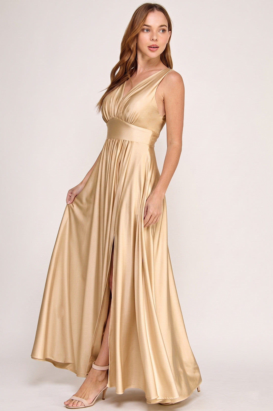 V-Neck Floor-Length Jersey Formal A-Line Lenovia 3120