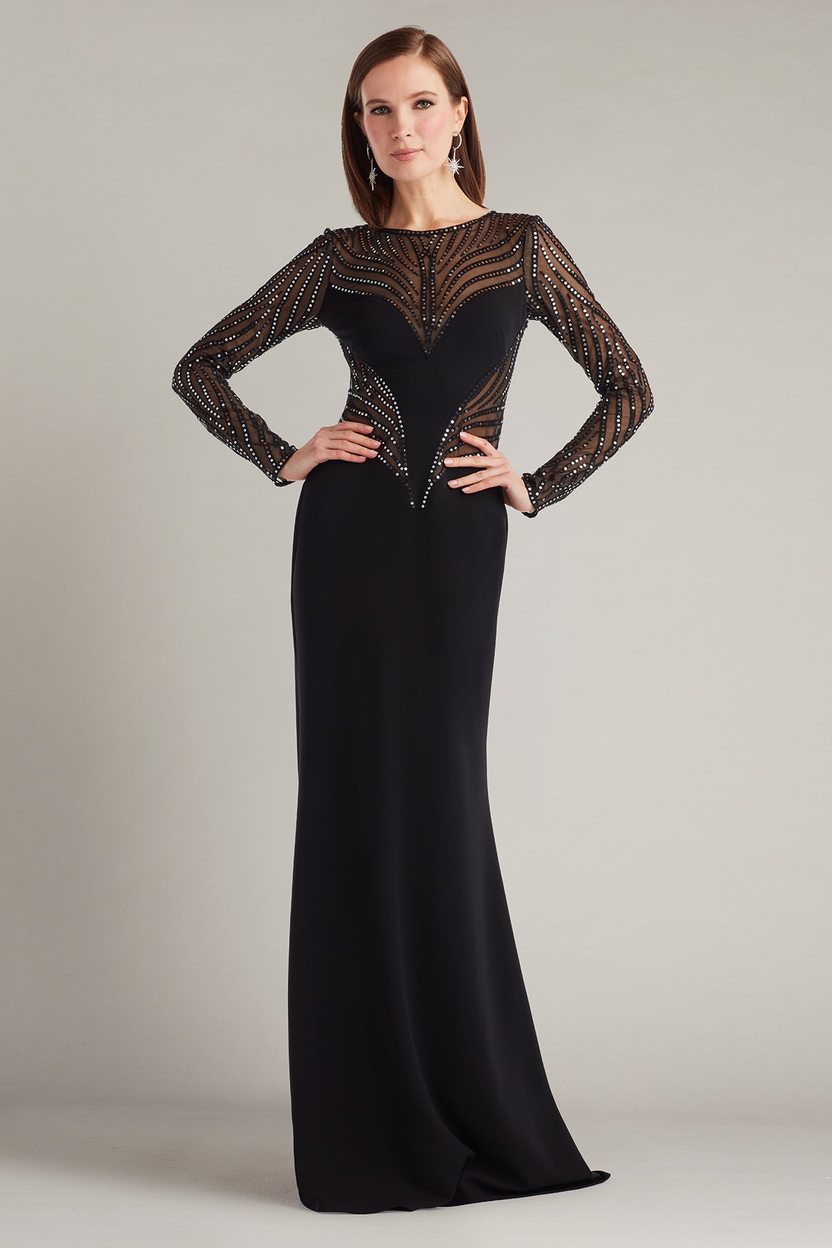 Illusion Floor-Length Mesh Formal Sheath/Column Tadashi Shoji CIO25644L