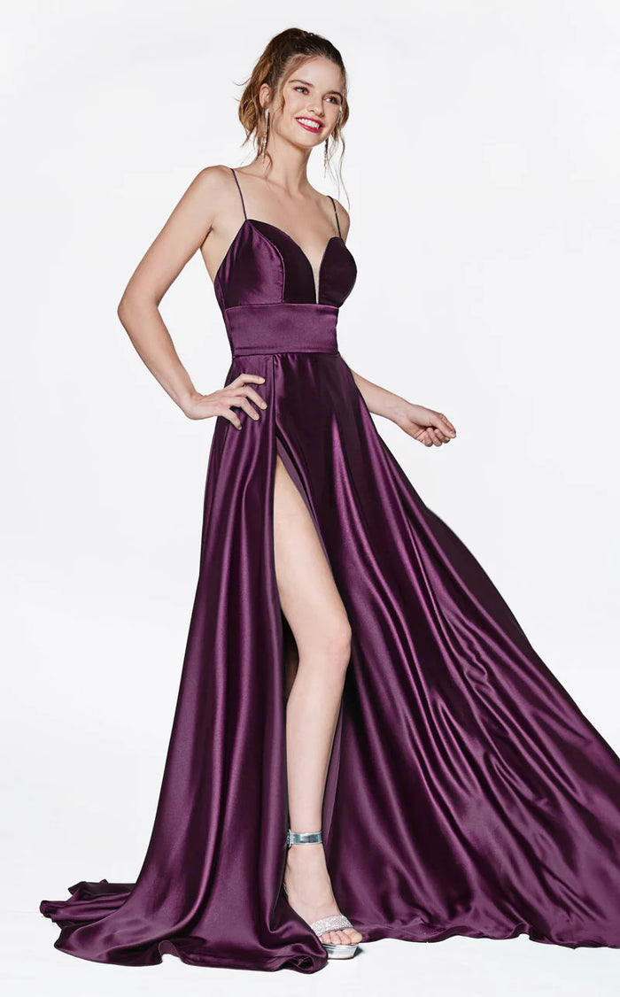 LaDivine CJ523 Sexy Long Prom Dress Evening Gown in Eggplant