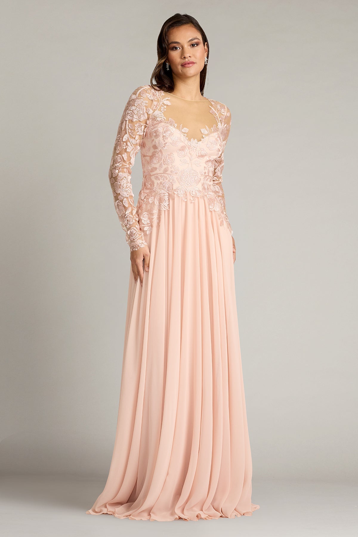 Illusion Floor-Length Chiffon Formal A-Line Tadashi Shoji CJH26136L
