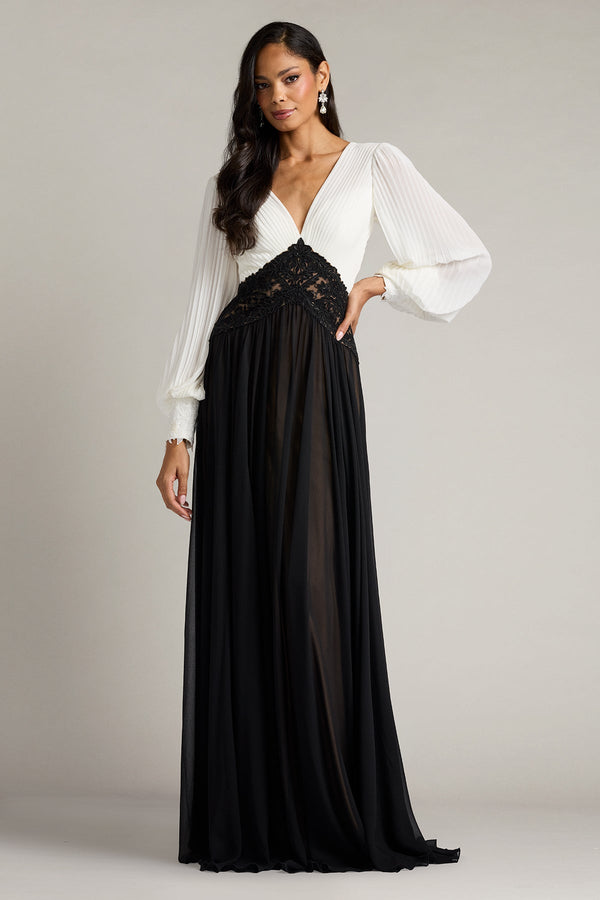 V-Neck Floor-Length Chiffon Formal A-Line Tadashi Shoji CJI26163L