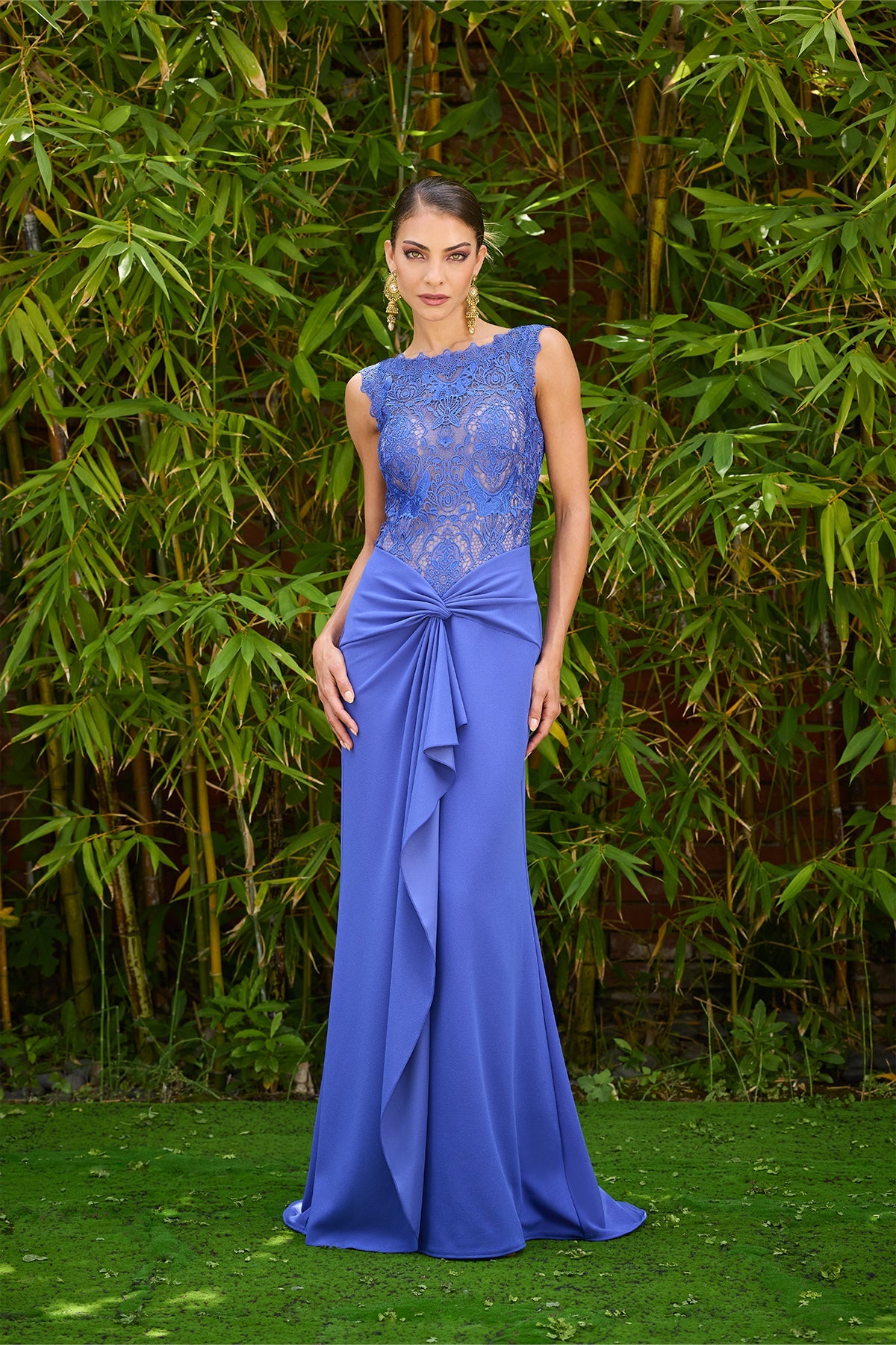 Illusion Floor-Length Lace Formal Mermaid Tadashi Shoji CKB26332L