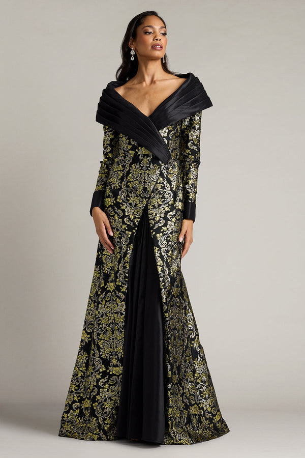 Off-the-Shoulder Floor-Length Satin Evening A-Line Tadashi Shoji CKD26306L