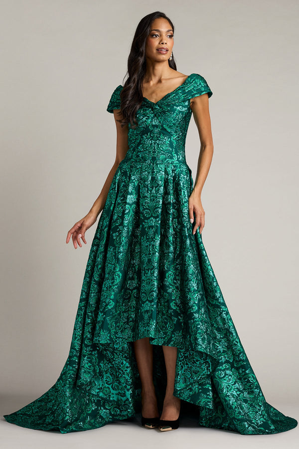 Off-the-Shoulder High-Low Mikado Evening A-Line Tadashi Shoji CKD26313L
