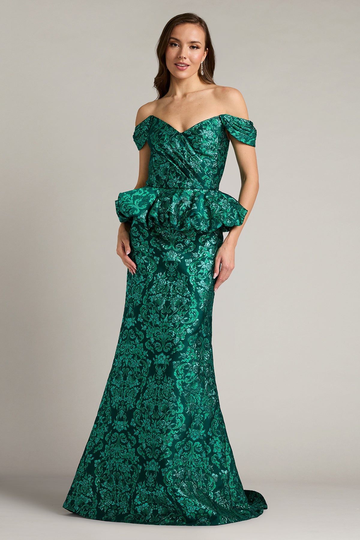 Off-the-Shoulder Floor-Length Satin Occasion Mermaid Tadashi Shoji CKD26315L