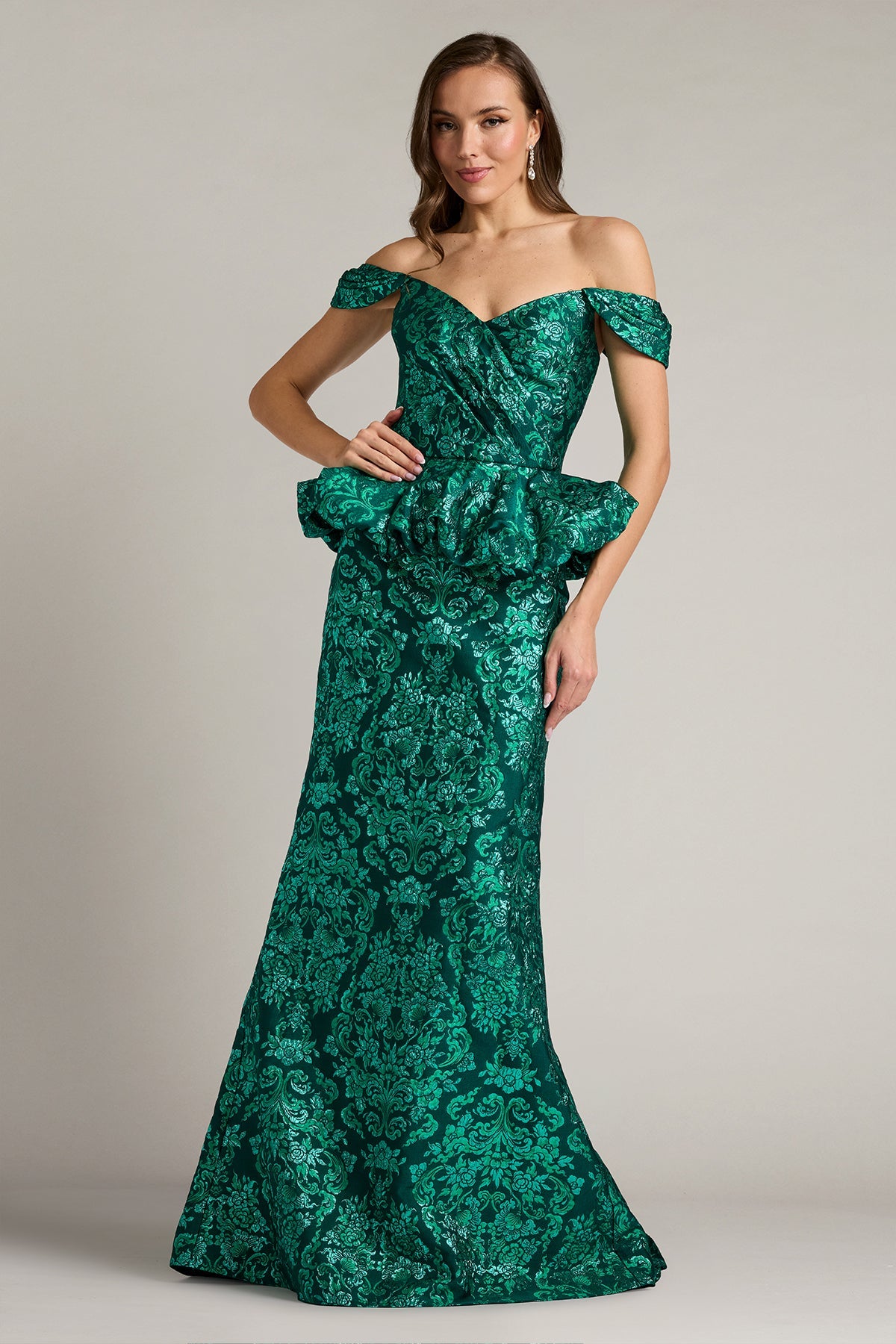 Off-the-Shoulder Floor-Length Satin Occasion Mermaid Tadashi Shoji CKD26315L
