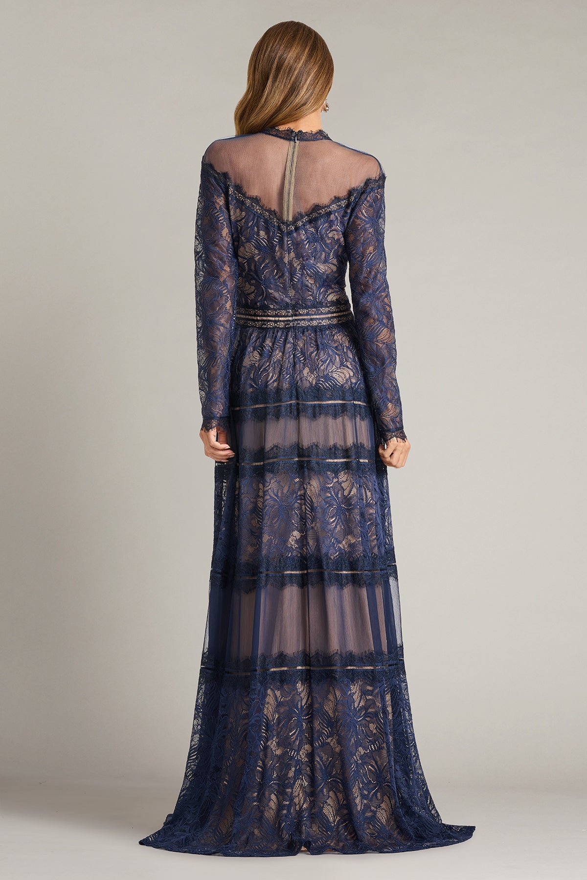 Illusion Floor-Length Lace Evening A-Line Tadashi Shoji CKI26361L