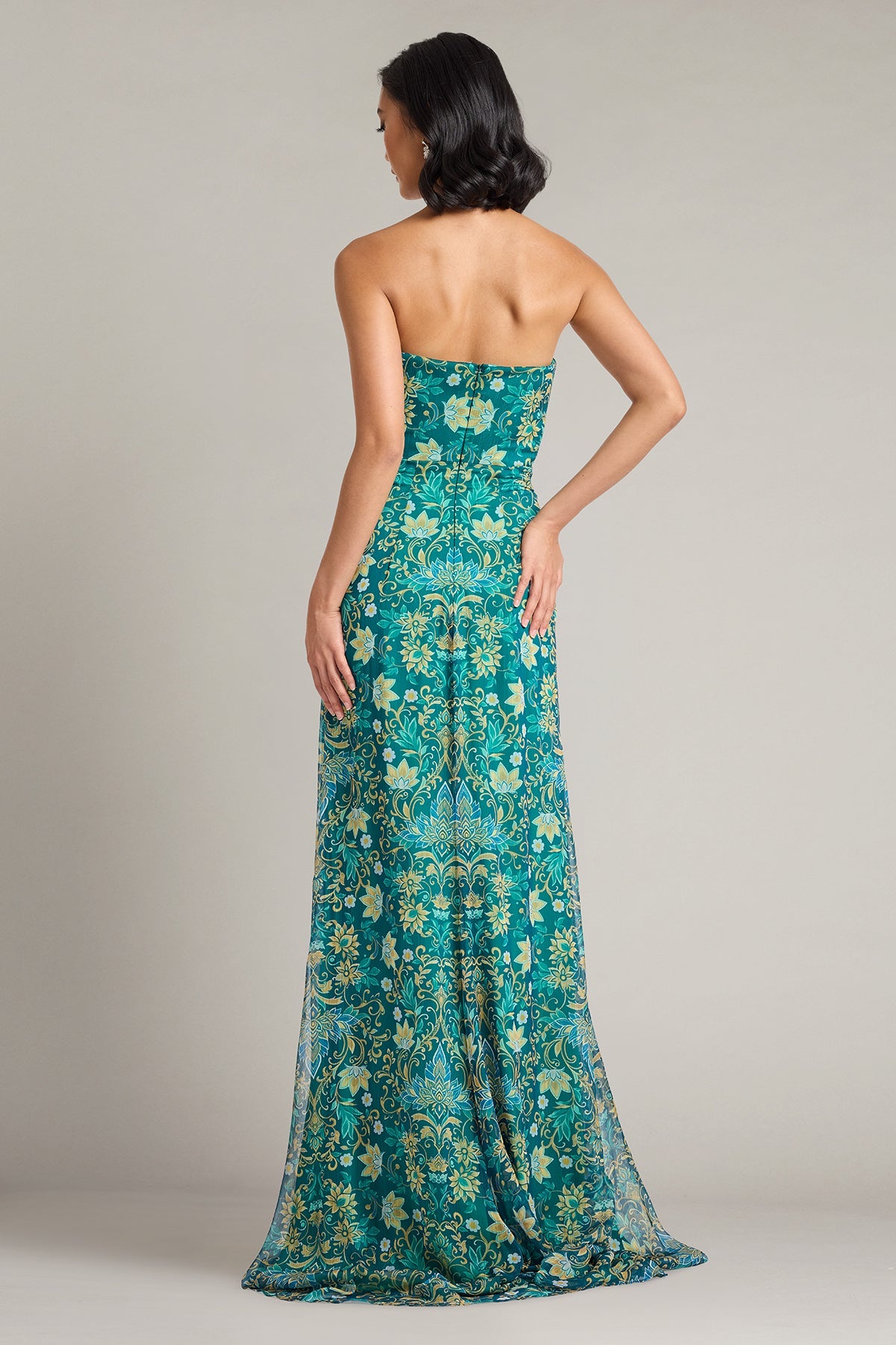 Strapless Curved Neck Floor-Length Chiffon Formal Mermaid Tadashi Shoji CKJ26352L