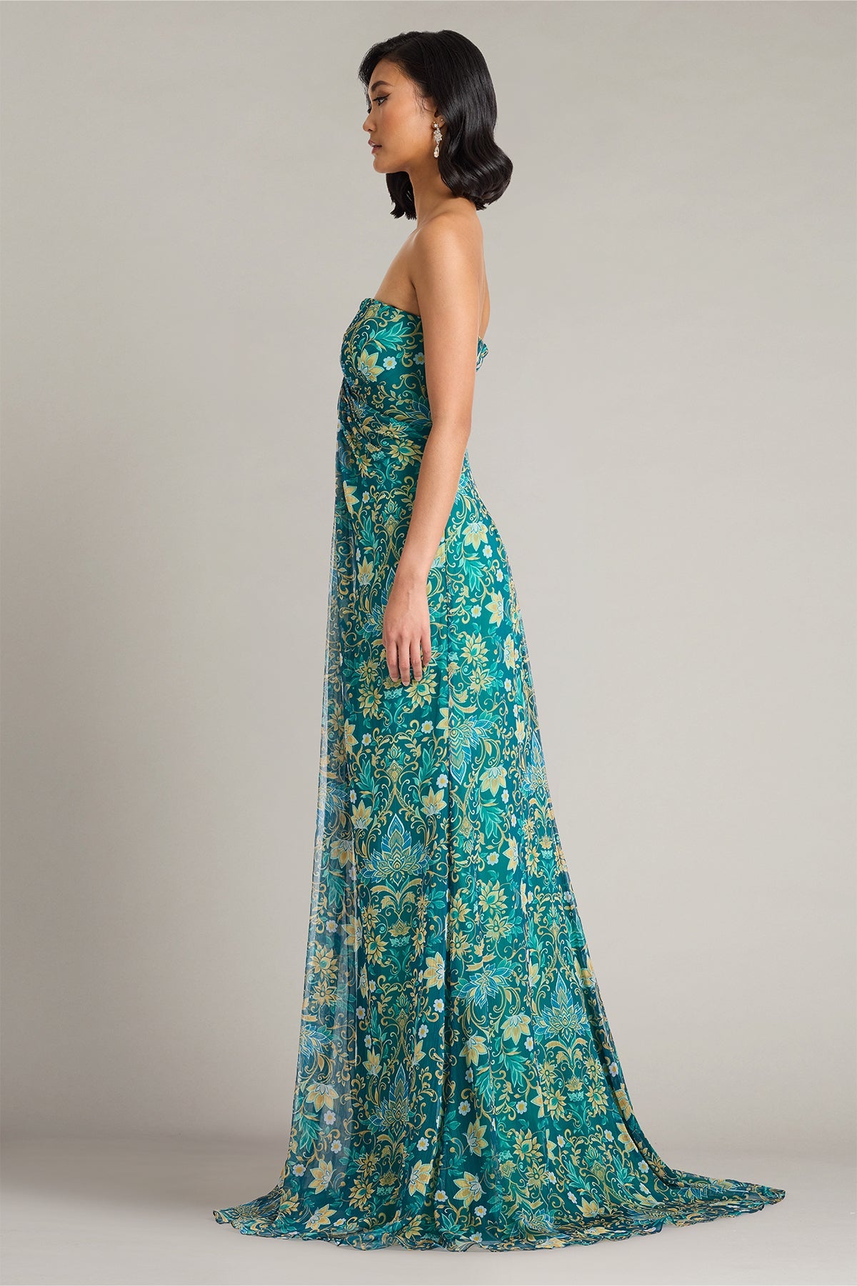 Strapless Curved Neck Floor-Length Chiffon Formal Mermaid Tadashi Shoji CKJ26352L