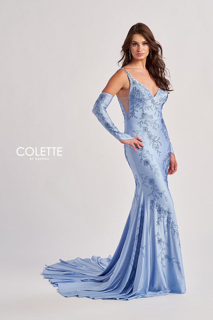 Colette by Daphne CL8475 Long Mermaid Formal Prom Dress - Cloud Blue / 00 Colette by Daphne CL8475 Long Mermaid Formal Prom Dress - Cloud Blue / 00