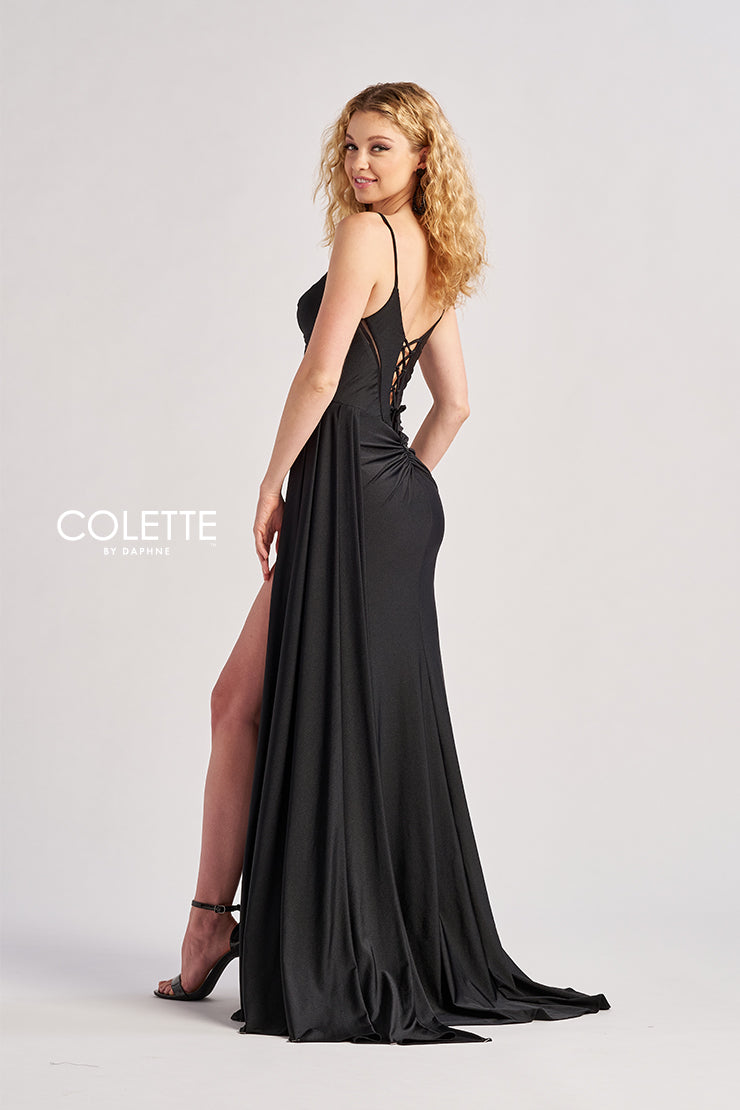 Prom Dresses Long Mermaid Formal Slit Ruched Prom Dress  Black