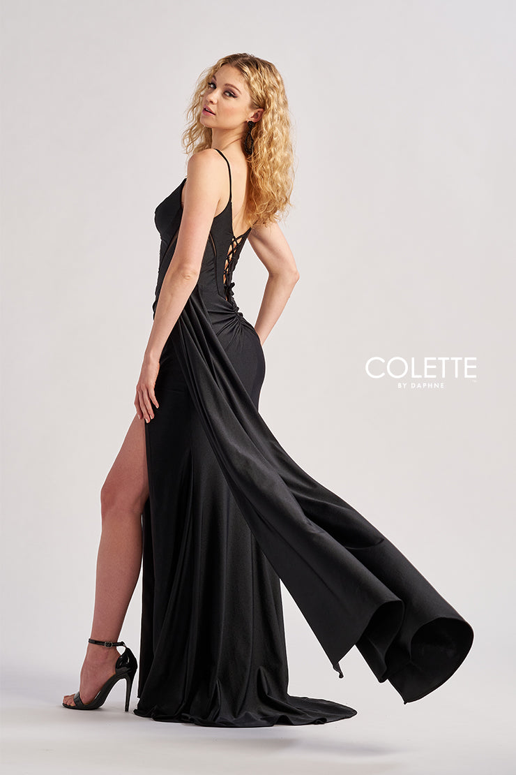 Prom Dresses Long Mermaid Formal Slit Ruched Prom Dress  Black